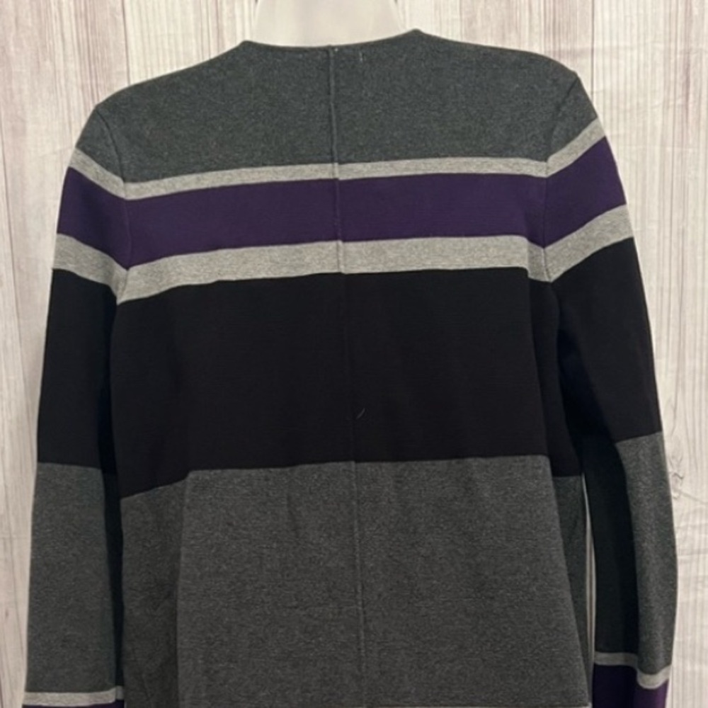 Calvin Klein Striped Open Front Cardigan Sweater Size Medium - Picture 2 of 8